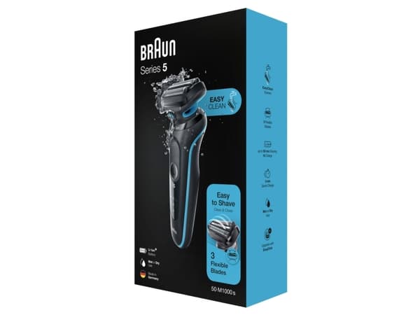 Braun Series 5 50-M1000s, Folierakapparat, Svart, Blå, LED, Batteri, Litium-Ion (Li-Ion), Inbyggt batteri