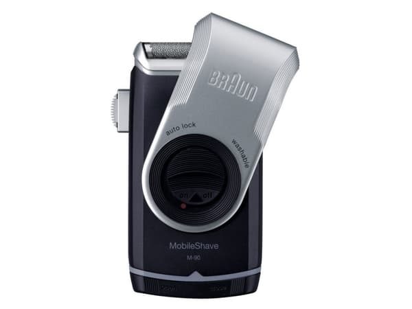 Braun Herrenrasierer MobileShave M-90, Folie shaver, Blå, Sølv, Batteri, 180 g, 38 mm, 79 mm, 38 mm, 79 mm