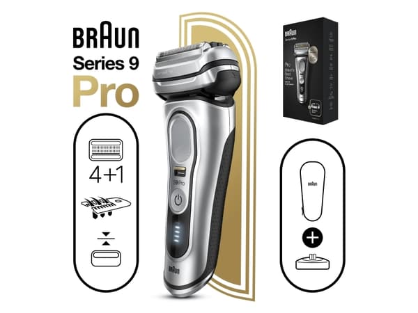 Braun Series 9 Pro 81747588, Teräverkollinen parranajokone, Hopea, LED, Akku, Litiumioni (Li-Ion), Sisäänrakennettu akku