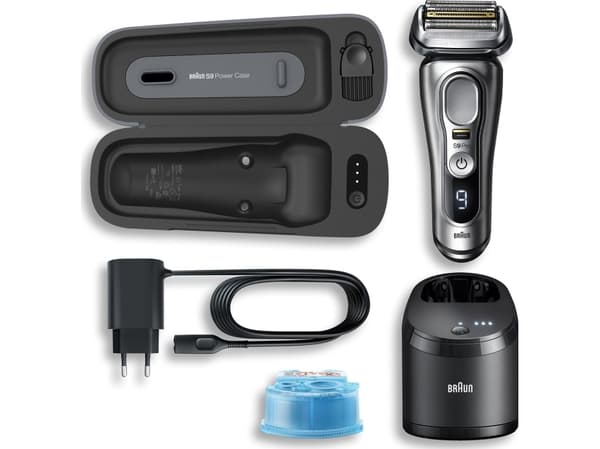 Braun Series 9 Pro 9477CC, Barberingsmaskin, Sort, Sølv, ProLift, Knapper, LED, Batteri