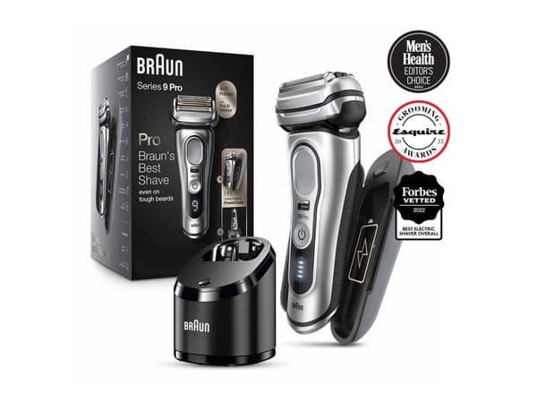 Braun Series 9 Pro 9477CC, Barberingsmaskin, Sort, Sølv, ProLift, Knapper, LED, Batteri