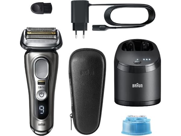 Braun Series 9 Pro 9465CC, Folierakapparat, Svart, Silver, 0,05 mm, Batteri, Litium-Ion (Li-Ion), 60 min