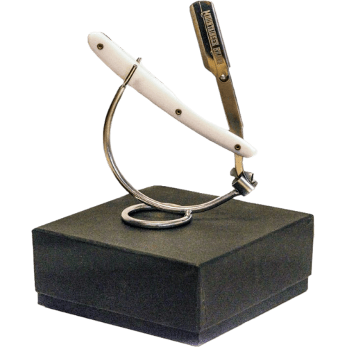 Mountaineer Brand White razor With Chrome Stand 100g - Rakhyvel & Rakblad