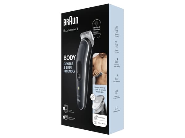 Braun BodyGroomer BG5340, Wet & Dry, AC / batteri, Sort, Sølv