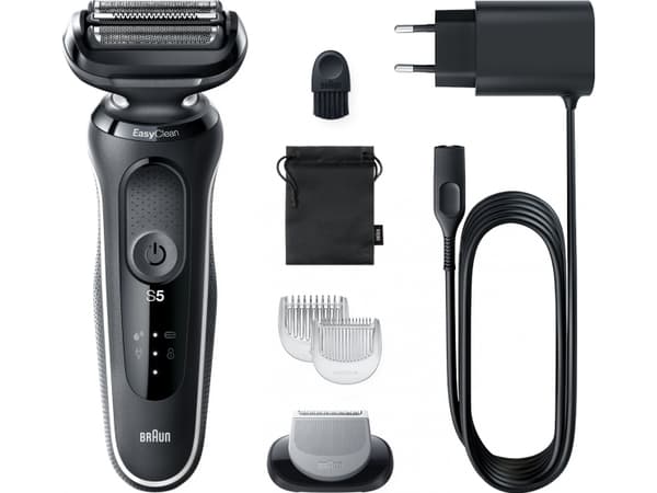Braun Series 5 51-W1600s, Barberingsmaskin, Sort, Hvit, Knapper, LED, Lade, Kraft indikator, AC / batteri