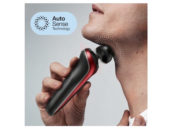Braun Series 6 61-R1200s, Barberingsmaskin, Sort, Rød, SensoFlex, SensoFoil, Knapper, LED, Batteri