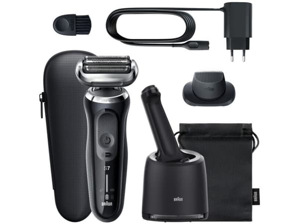 Braun Series 7 71-N7200cc, Barberingsmaskin, 360°, Rustfritt stål, Knapper, Sort, LED