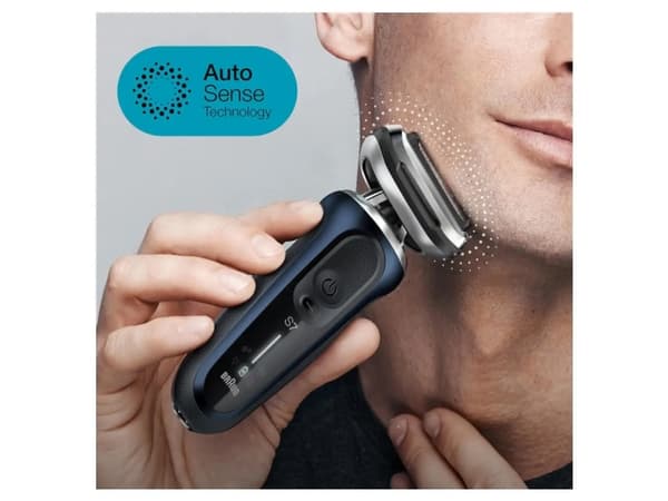 Braun Series 7 71-B1200s, Barberingsmaskin, Blå, 360° Flex, Rustfritt stål, Knapper, LED