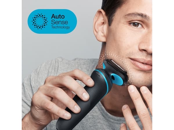 Braun Series 5 51-M1000s, Barberingsmaskin, Sort, Blå, AutoSense, Batteri, Lithium-Ion (Li-Ion), Innebygd batteri