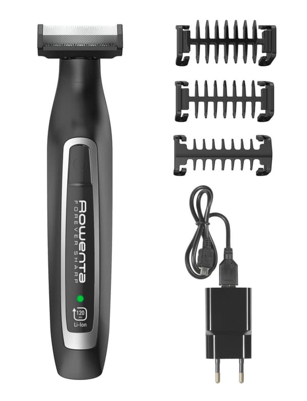 Rowenta Forever Sharp TN6000 - Skäggtrimmer - Vått och torrt - Svart, Silver Svart, Silver