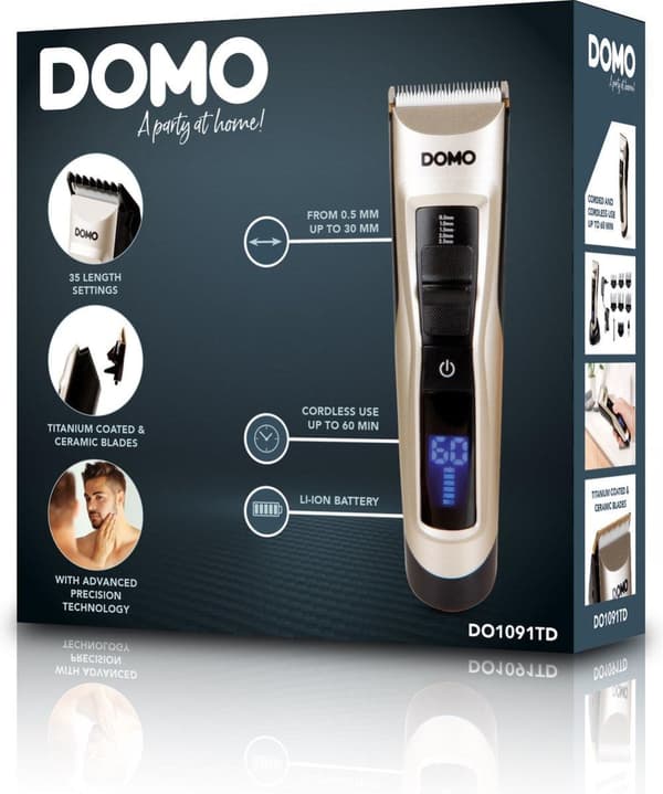 Domo DO1091TD - Barbermaskine med display - Li-ion batteri - Krom