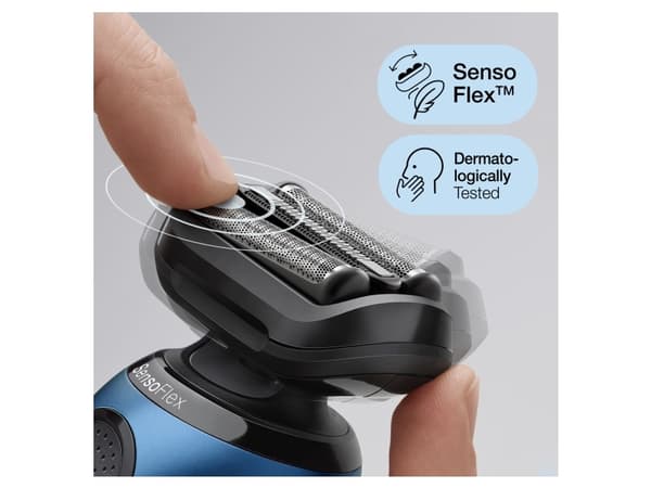 Braun Series 6 61-B1000s, Barberingsmaskin, Sort, Blå, SensoFlex, SensoFoil, Knapper, LED, Batteri