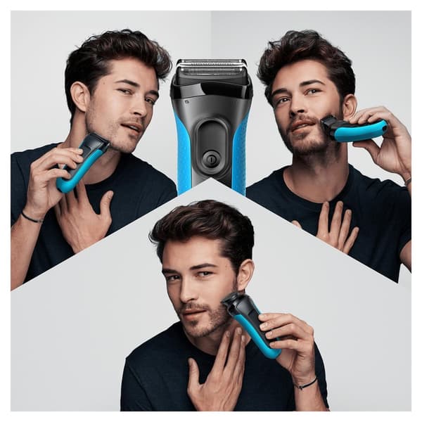 Braun Series 3 Shave&Style 3010BT Folierakapparat Trimmer Svart - Blå rakapparat för män (3-3010BT)