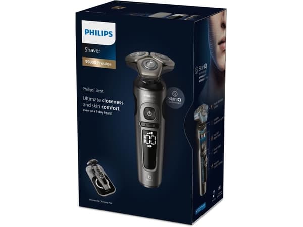 Philips Shaver S9000 Prestige SP9872/15 Wet & Dry elektrisk barbermaskin, Series 9000, Roterende hode, Sort, Grå, NanoTech Dual Precision, LED, SH91,