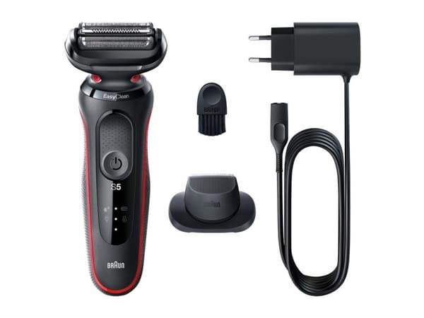 Braun Series 5 51-R1200S, Barberingsmaskin, Sort, Rød, AutoSense, Knapper, Batteri, Lithium-Ion (Li-Ion)