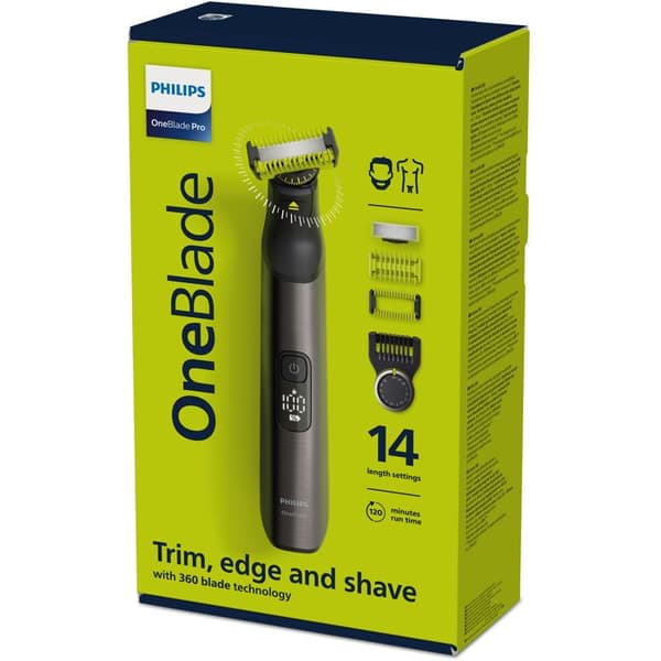 PHILIPS - Skäggtrimmerhyvel - OneBlade Pro - 90 min autonomi - LI-ION batteri - svart - QP6551.15