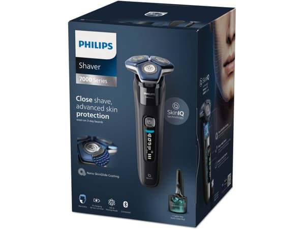 Philips SHAVER Series 7000 S7886/55 Våt og tørr elektrisk barbermaskin, Roterende hode, SkinIQ, Sort, Batteri, Innebygd batteri, 60 min
