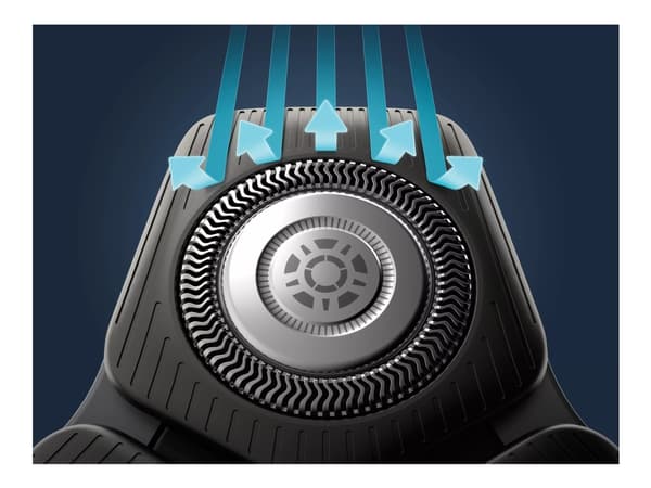 Philips SHAVER Series 5000 S5885/35 Sähköparranajokone märkä- ja kuiva-ajoon, Parranajokone kääntyvällä päällä, Painikkeet, Musta, Sininen, LED, Akku