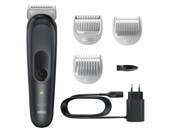 Braun BodyGroomer 3 BG3340, AC/Batteri, Svart, Grå