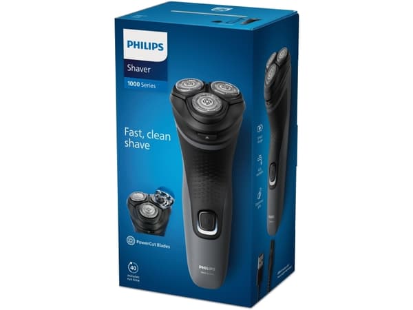 Philips Shaver 1000 Series S1142/00 Sähkökäyttöinen parranajokone, Parranajokone kääntyvällä päällä, Musta, Harmaa, Akku, Nikkelimetallihybridi (NiMH
