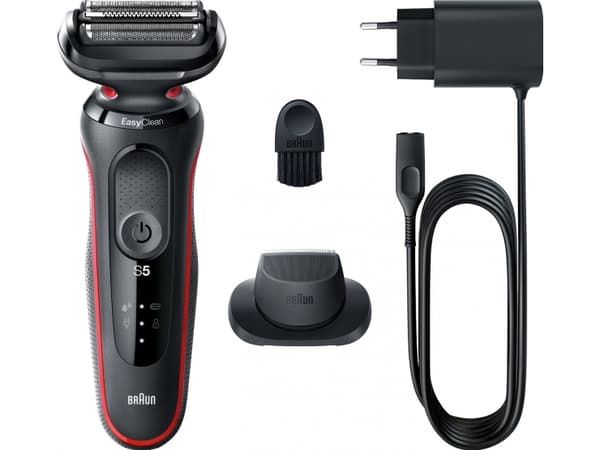 Braun Series 5 51-R1200S, Barberingsmaskin, Sort, Rød, AutoSense, Knapper, Batteri, Lithium-Ion (Li-Ion)