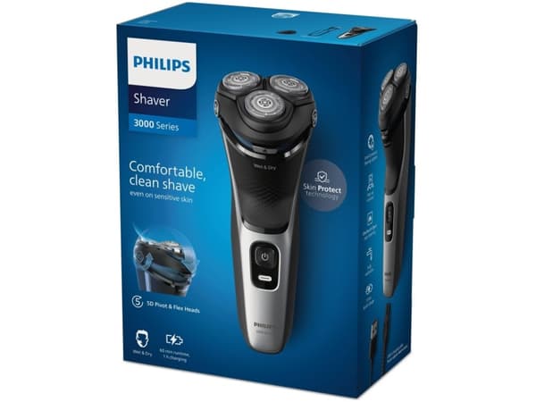 Philips 3000 Series S3143 - Barbermaskin - trådløs - lys sølvfarge