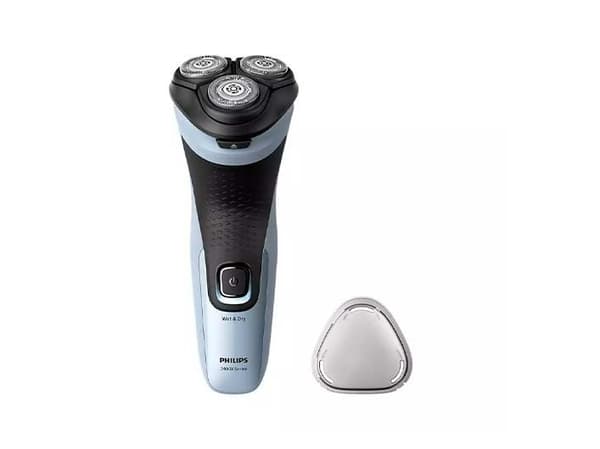 Philips Shaver 3000X Series X3003/00 Våt og tørr elektrisk barbermaskin, Roterende hode, Sort, Blå, PowerCut blade system, SH30, 2 år, Batteri