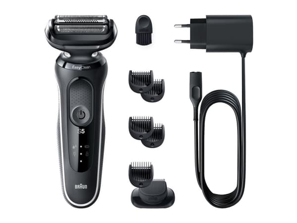 Braun Series 5 51-W1500s, Folierakapparat, Svart, Rostfritt stål, Knappar, Laddning, Hastighet, Batteri