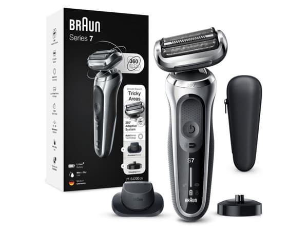 Braun Series 7 71-S4200cs, Barberingsmaskin, AutoSense, Rustfritt stål, Knapper, Berøringskontroll, Sort, LED