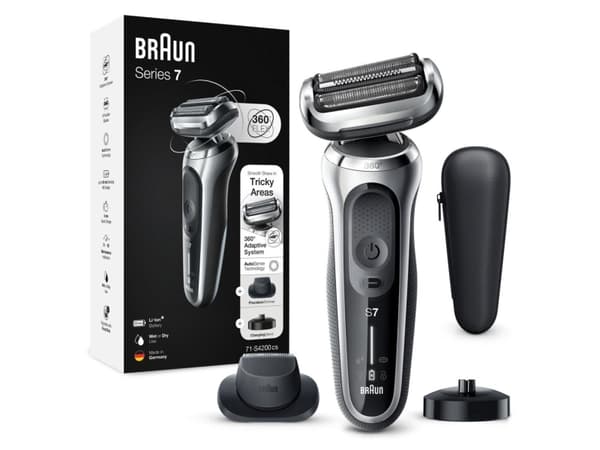 Braun Series 7 71-S4200cs, Barberingsmaskin, AutoSense, Rustfritt stål, Knapper, Berøringskontroll, Sort, LED