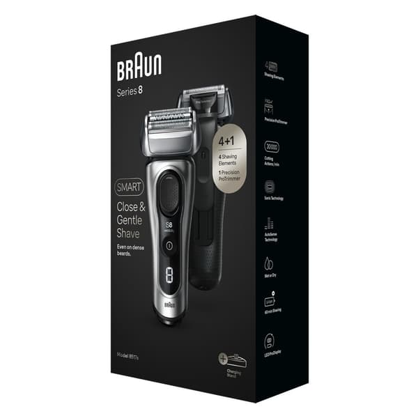 Braun Series 8 8517s märkä ja kuiva Galvano hopea (218016)