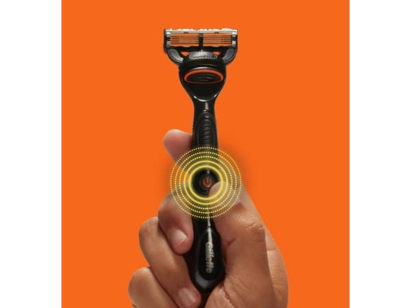 Gillette Fusion5 Power , Sikkerhets barberhøvel, Sort, Oransje, Rustfritt stål, AAA, 1 stykker