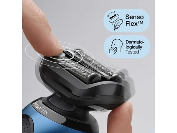 Braun Series 6 61-B4500cs, Barberingsmaskin, Sort, Blå, Knapper, LED, Lade, Kraft indikator, AC / batteri