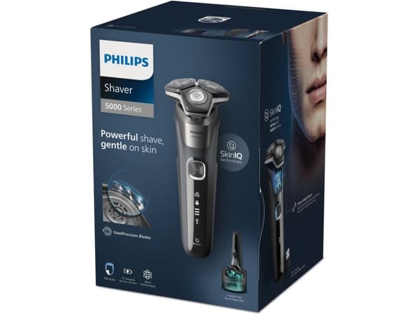 Philips SHAVER Series 5000 S5887/50 Wet & Dry elektrisk barbermaskin, Roterende hode, Grå, SteelPrecision blades, SH71, 2 år, Batteri