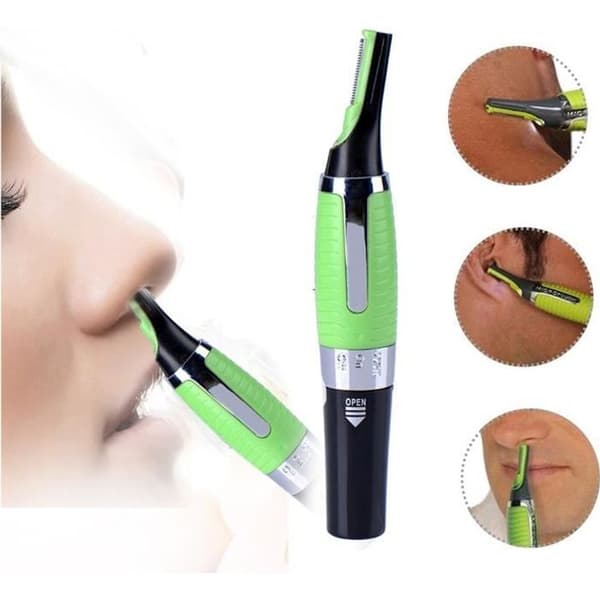 J-AA näs- och örontrimmer - Nose Hair Remover med LED-lampa - Elektrisk rakapparat för män och kvinnor - Grön