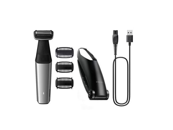 Philips BODYGROOM Series 5000 BG5021/15 Nivusten ja vartalon trimmeri, Vedenkestävä, Märkä ja kuiva, Akku, Musta, Hopea