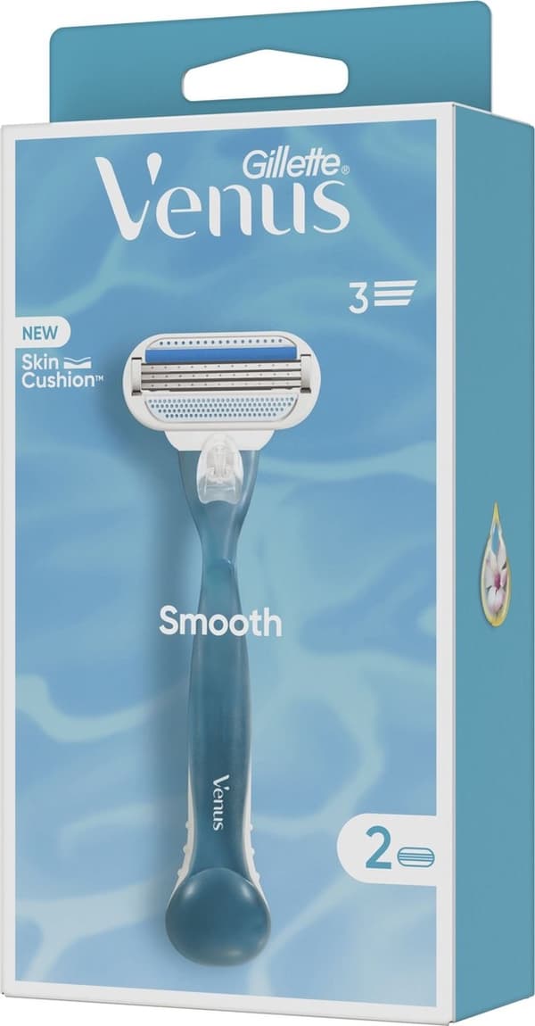 Gillette Venus Smooth - Kurvefølgende blade - 1 håndtag - 2 genopfyldningsblade