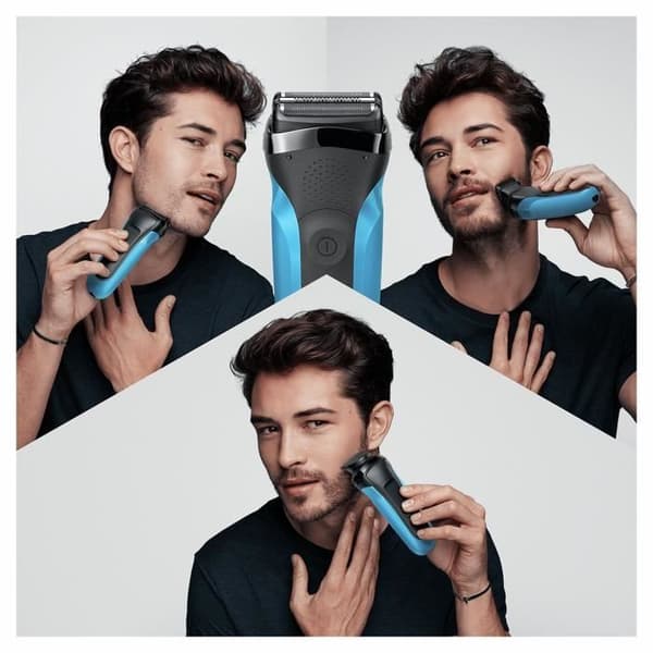 BRAUN Series 3 Shave & Style sladdlös elektrisk rakapparat - 3 flexibla blad - 5 kammar - Svart/Blå