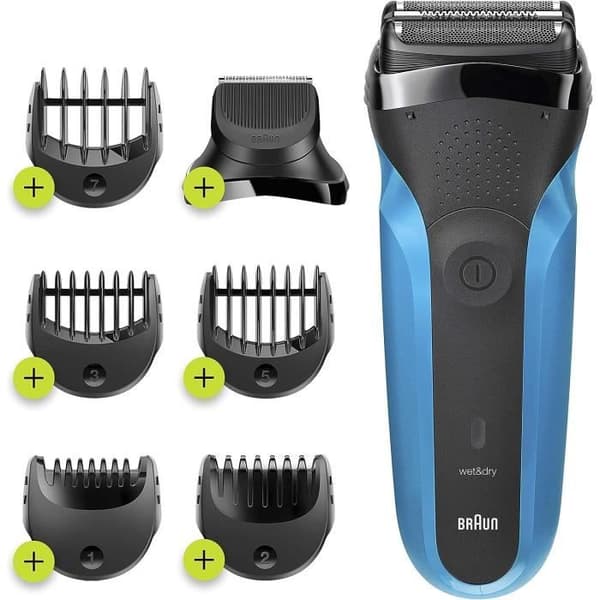 BRAUN Series 3 Shave & Style sladdlös elektrisk rakapparat - 3 flexibla blad - 5 kammar - Svart/Blå