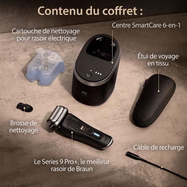 BRAUN elektrisk rakapparat - Series 9 PRO+ 9560cc - 5 rakelement, integrerad precisionstrimmer, SmartCare Station, vattentät