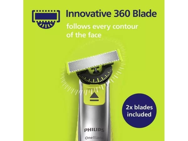 Philips OneBlade 360 QP2734/31 Ansikt, Barberingsmaskin, Grå, Limefarget, Contour-following technology, Dual protection system, 360 Blade, QP210, QP2
