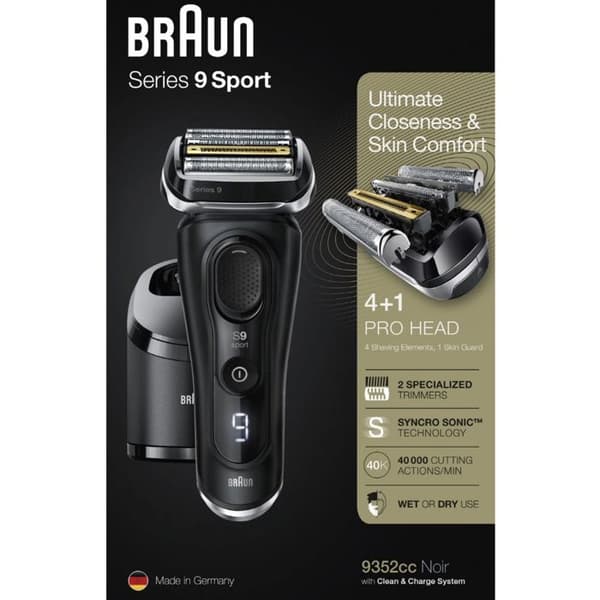 Braun 9352cc Series 9 System Sport elektrisk rakapparat för män