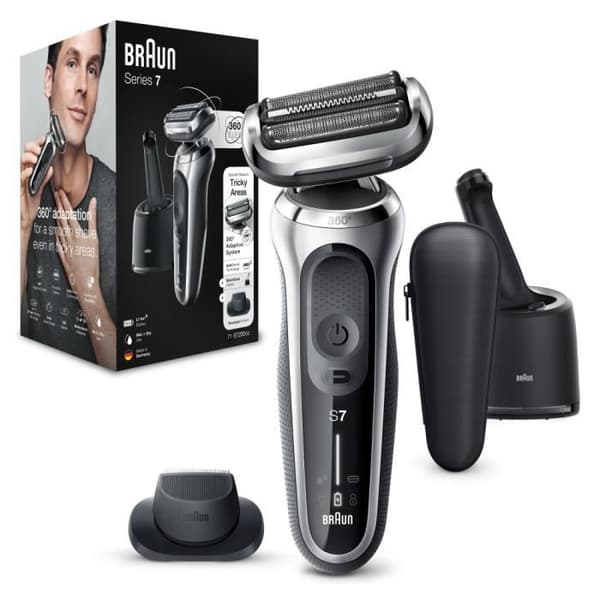 Braun Series 7 71-S7200cc elektrisk rakapparat - med precisionstrimmer och SmartCare Center - Silver