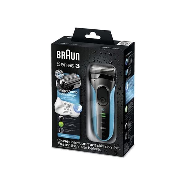 BRAUN Serie3 3045wd sladdlös rakapparat - Herr - Blå - Tvättbart huvud - 45 min batteritid