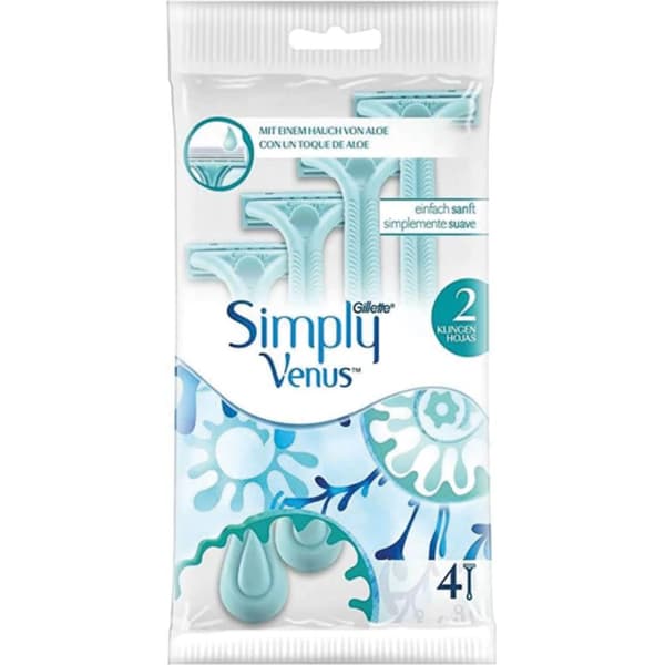 3-Pack Simply Venus2 4-Way Disposable Razors för Kvinnor