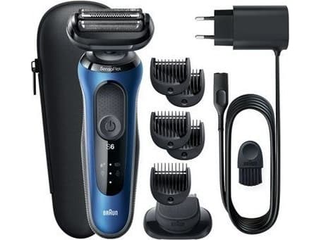 Braun Series 6 61-B1500s, Barberingsmaskin, Blå, Knapper, LED, Batteri, Lithium-Ion (Li-Ion)