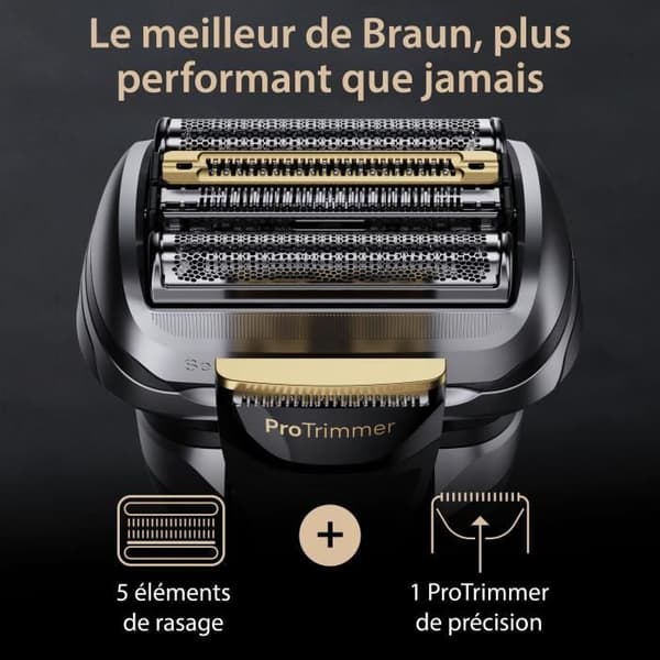 BRAUN elektrisk rakapparat - Series 9 PRO+ 9515s - 5 rakelement, integrerad precisionstrimmer, laddningsbas, vattentät