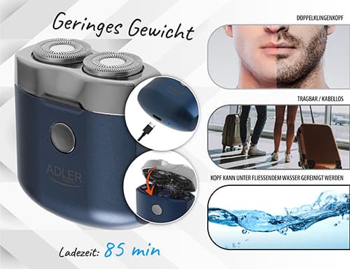 AD 2937 2-hoved rejsebarbermaskine med USB