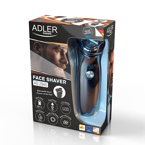 AD 2945 Elektrisk barbermaskine med skægtrimmer - LED - USB - IPX7