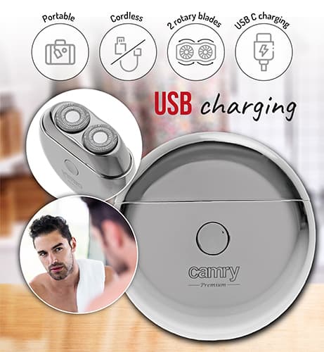 CR 2938 2-pään matkaparranajokone USB:llä
